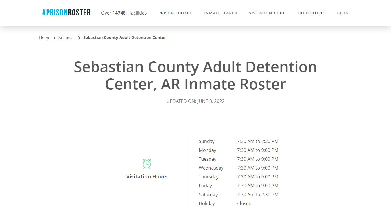 Sebastian County Adult Detention Center, AR Inmate Roster